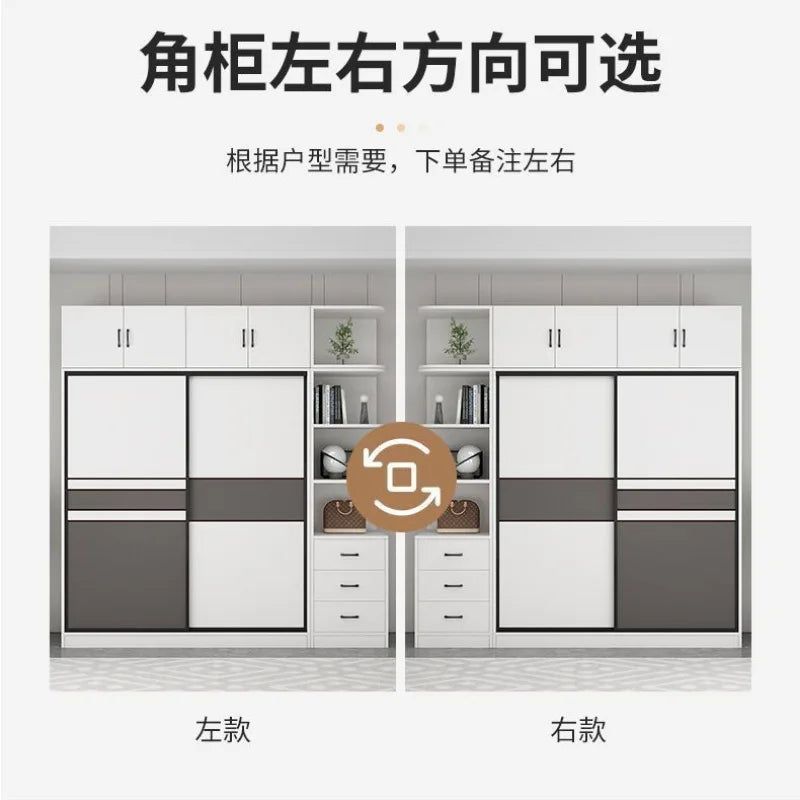 Wardrobe Home Bedroom Simple Assembly Sliding Door Wardrobe Rental Room Children's Modern Simple Small Storage Cabinet