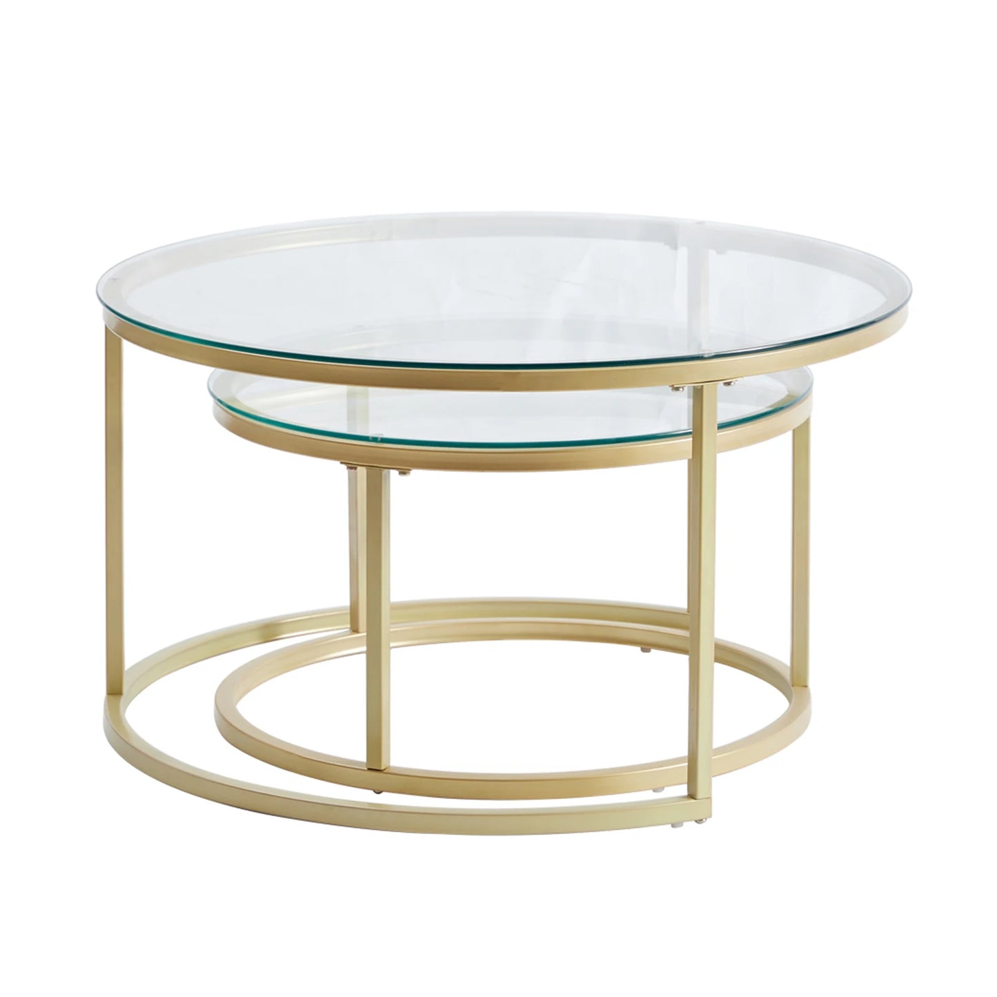2 in 1 Iron Coffee Table Fashion Small Apartment Living Room Coffee Table Tempered Glass Round Sofa Side Coffee Table