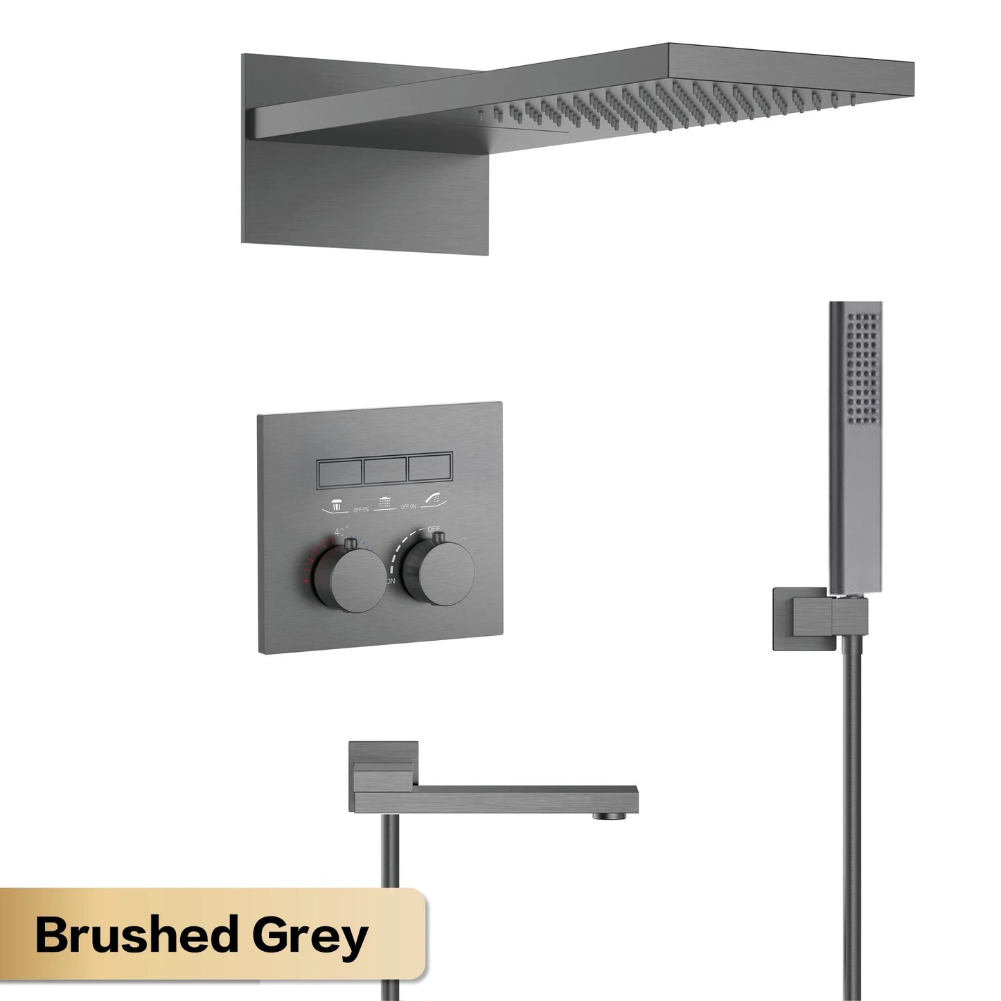 AITANA Luxury gun gray brass thermostatic shower system with wall mounted design Embedded faucet for hot and cold water bathroom