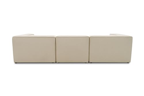 DOMO. collection Adrian Modular Sofa, 3-Seater Made of 2 x Corner Chairs and 1 x Chair, Big Sofa, Module Couch, 3 Upholstery Elements, 3-Seater Couch, 301 x 108 x 69 cm (W x D x H), Cream