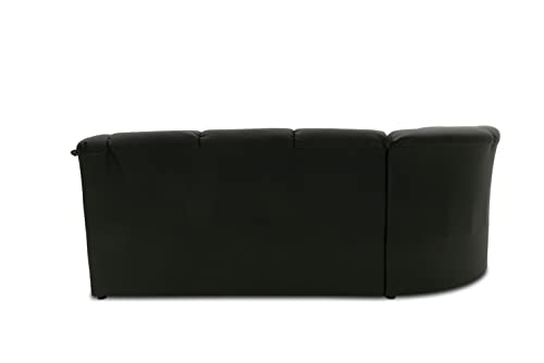 DOMO. collection Berlin Corner Sofa, Timeless Leather Corner Sofa with High-Quality Spring Core Padding, L-shaped Faux Leather, Couch 205 x 250 x 89 cm, Black