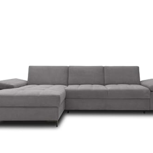 DOMO. collection Curacao Corner Sofa, Sofa Bed with Spring Core and Armrest Function in L-Shape, Couch with Sleep Function, Sofa, Upholstered Corner 297 x 160 x 84 cm (W x D x H), Cream