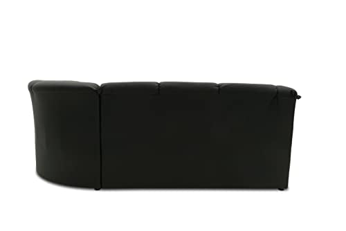 DOMO. collection Berlin Corner Sofa, Timeless Leather Corner Sofa with High-Quality Spring Core Padding, L-shaped Faux Leather, Couch 205 x 250 x 89 cm, Black