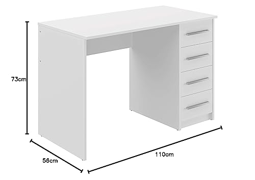 Amazon brand - Movian Idro modern desk, computer desk with 3 drawers, 56 x 110 x 73.5, white