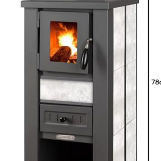 ProTermo Lava Ceramic Wood Stove - 6.5 kW Heating Output - 35 x 44 x 78 cm Wood Stove with Fireclay Blocks [Energy Efficiency Class A] with Viewing Window Wood Fireplace