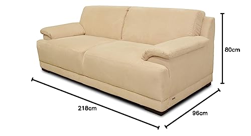 DOMO. collection Sofa Telos, 3-Sitzer Boxspringsofa, 3er Sofa mit Boxspringfederung, zeitlose Couch mit breiten Armlehnen, Polstergarnitur 218 x 96 x 80 cm (BxTxH), beige (hell)