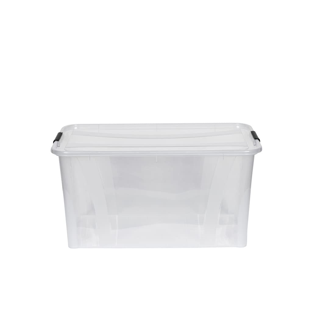 Kreher Master Storage Boxes with Lid in Transparent Design Various Sizes (Selectable) Made of Durable Plastic (80 Litres)