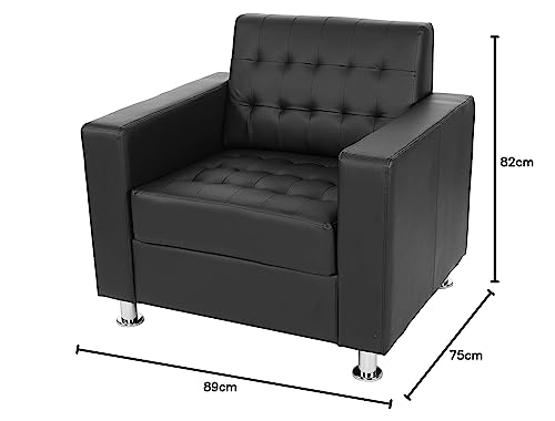 3-1-1 Sofagarnitur Kunda, Couch Loungesofa Kunstleder, Metall-Füße - schwarz