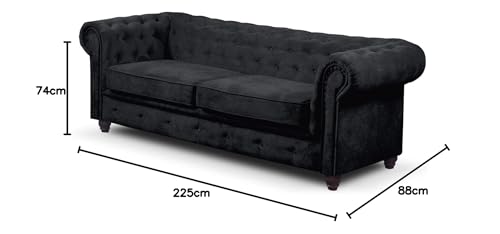 Easy4You Chesterfield Black Set 3-Seater + 2-Seater Sofa Sofas for Living Room Sofa Sets with Wooden Feet Set Sofas & Couches