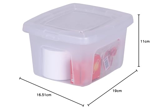 Iris Ohyama, Set of 14 5 Litre Clear Stackable Storage Boxes Living Room Bedroom - Modular Clear Box MCB-5 - Transparent