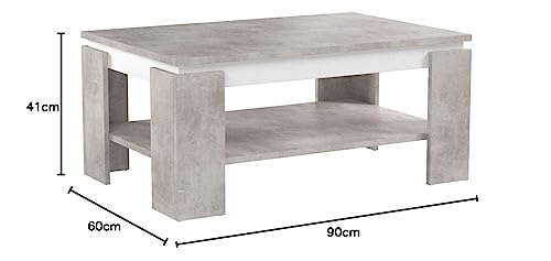 Hela Tische, Tim Coffee Table, Square Sofa Table, Melamine-Coated Wood Material, Coloured Table Wreath, Concrete Look/Anthracite, 68 x 68 x 41 cm