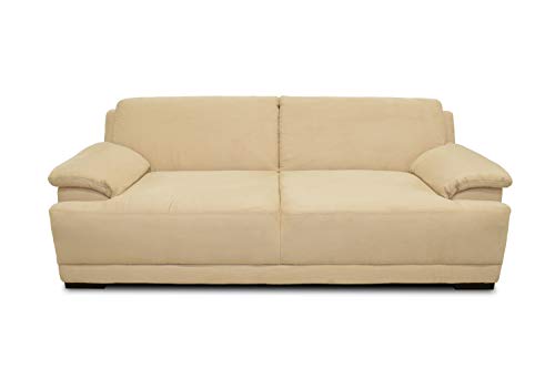 DOMO. collection Sofa Telos, 3-Sitzer Boxspringsofa, 3er Sofa mit Boxspringfederung, zeitlose Couch mit breiten Armlehnen, Polstergarnitur 218 x 96 x 80 cm (BxTxH), beige (hell)