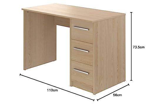 Amazon brand - Movian Idro modern desk, computer desk with 3 drawers, 56 x 110 x 73.5, white
