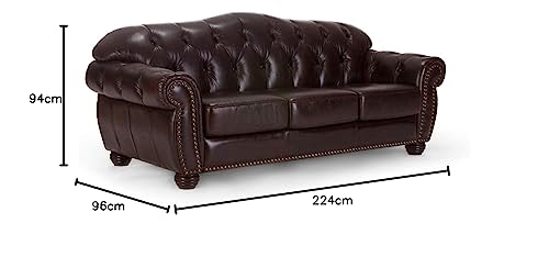 Woodkings® Chesterfield Hereford Sofa 3-Seater Genuine Leather Antique Brown Couch Office Sofa Upholstery 3 Unique Men's Room English Leather Sofa Style Sofa Club Sofa