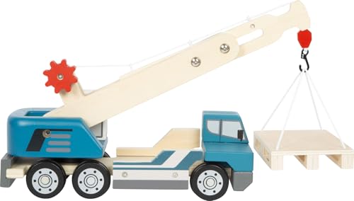 small foot Crane Truck with Wooden Pallet, Toy Vehicle for Children, with 360° Rotating Crane and Accessories, from 2 Years, 12639