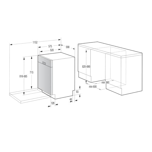 Gorenje GS643C90W Dishwasher/Freestanding/60 Width/16 Place Settings/6 Programmes/TotalDry/Total AquaStop/MultiClack/FlexUse/Intensive Programme/Crystal Glass/Energy Efficiency: C/Dimensions (H x W x