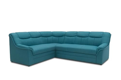 DOMO. collection Berlin Corner Sofa, Timeless Leather Corner Sofa with High-Quality Spring Core Padding, L-shaped Faux Leather, Couch 205 x 250 x 89 cm, Black