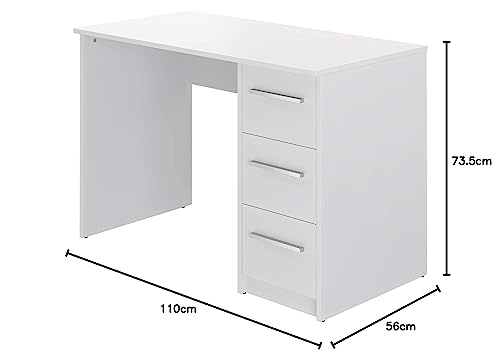 Amazon brand - Movian Idro modern desk, computer desk with 3 drawers, 56 x 110 x 73.5, white