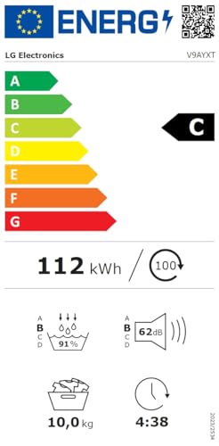 LG RT80V9B, Class A+++, Tumble Dryer 8 kg, Heat Pump Dryer with Short Programme, Dry Sensor, Stainless Steel Drum Material, 60 x 69 x 85 cm, Black