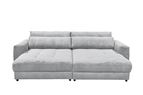 Barura Big Sofa in Corduroy Look, Ash - Comfortable Living Room Couch with Large Lying Surface - 292 x 90 (74) х 194 cm (W x H x D)