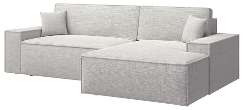 Selsey Sofa Corner Sofa Bed Couch with Storage Space Sleep Function Easy Care Polyurethane Foam L Shape Right Farese Beige Corduroy Look