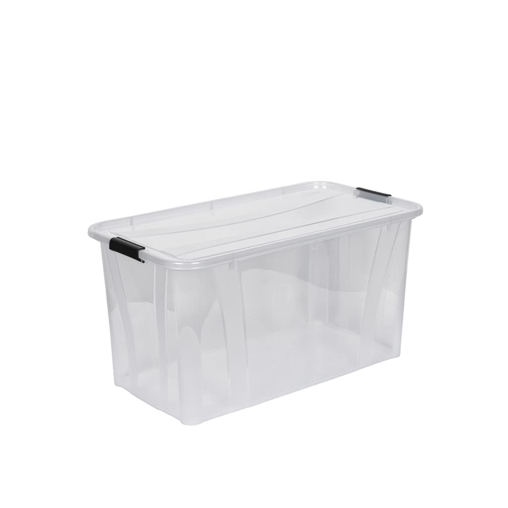Kreher Master Storage Boxes with Lid in Transparent Design Various Sizes (Selectable) Made of Durable Plastic (80 Litres)