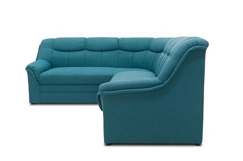 DOMO. collection Berlin Corner Sofa, Timeless Leather Corner Sofa with High-Quality Spring Core Padding, L-shaped Faux Leather, Couch 205 x 250 x 89 cm, Black