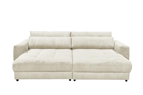 Barura Big Sofa in Corduroy Look, Ash - Comfortable Living Room Couch with Large Lying Surface - 292 x 90 (74) х 194 cm (W x H x D)