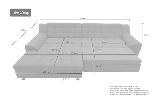 Domo Collection Morton Corner Sofa L-Shaped with Sleep Function