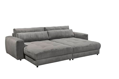 Barura Big Sofa in Corduroy Look, Ash - Comfortable Living Room Couch with Large Lying Surface - 292 x 90 (74) х 194 cm (W x H x D)