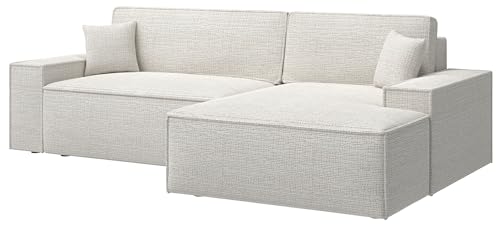 Selsey Sofa Corner Sofa Bed Couch with Storage Space Sleep Function Easy Care Polyurethane Foam L Shape Right Farese Beige Corduroy Look