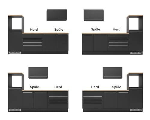 Jazz 84-131-18 Kitchen Unit without Appliances Approx. 260 x 200 x 60 cm Black