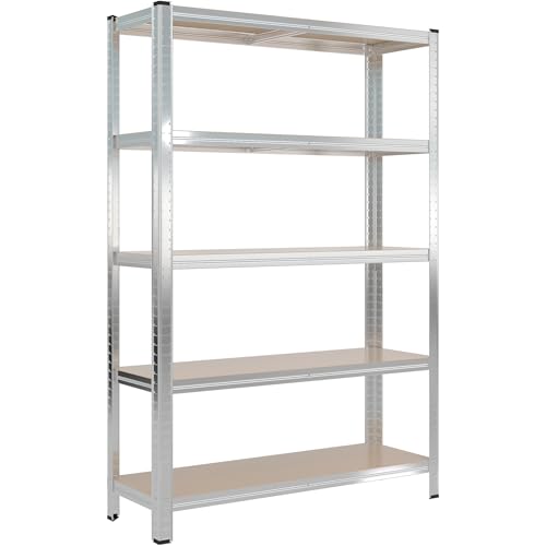 Wiltec Heavy Duty Shelving Unit 160 x 60 x 180 cm, 175 kg Shelf, Galvanised Steel, Load Shelving Unit with 4 Shelves, Workshop Shelving