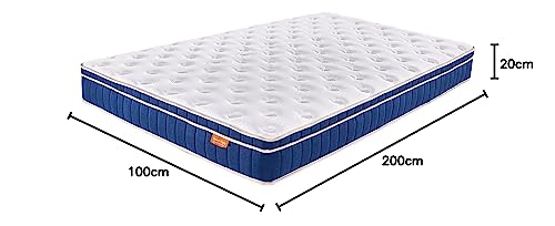 Sweetnight Mattress 160 x 190 cm, Pocket Spring Core Mattress with 7-Zones, Breathable, Orthopaedic, Height 20 cm, Hardness H4
