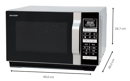 Sharp R843INW 3-in-1 microwave with hot air, grill and convection / 25 L / 800 W / 1000 W grill / 2500 convection / 10 automatic programs / pizza program / metal turntable (30 cm) / silver