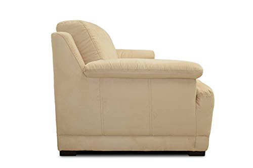 DOMO. collection Sofa Telos, 3-Sitzer Boxspringsofa, 3er Sofa mit Boxspringfederung, zeitlose Couch mit breiten Armlehnen, Polstergarnitur 218 x 96 x 80 cm (BxTxH), beige (hell)