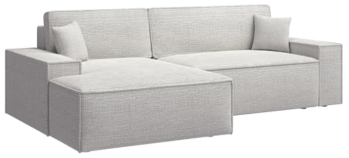 Selsey Sofa Corner Sofa Bed Couch with Storage Space Sleep Function Easy Care Polyurethane Foam L Shape Right Farese Beige Corduroy Look