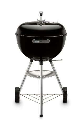 Weber Compact Kettle Charcoal Grill, Diameter 47 cm Grill Area, BBQ Grill with Porcelain Enamelled Lid and Kettle, Tripod Stand & Wheels, Chrome-Plated Cooking Grate, Black (1221004)