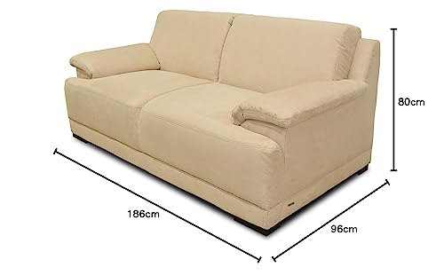 DOMO. collection Sofa Telos, 3-Sitzer Boxspringsofa, 3er Sofa mit Boxspringfederung, zeitlose Couch mit breiten Armlehnen, Polstergarnitur 218 x 96 x 80 cm (BxTxH), beige (hell)