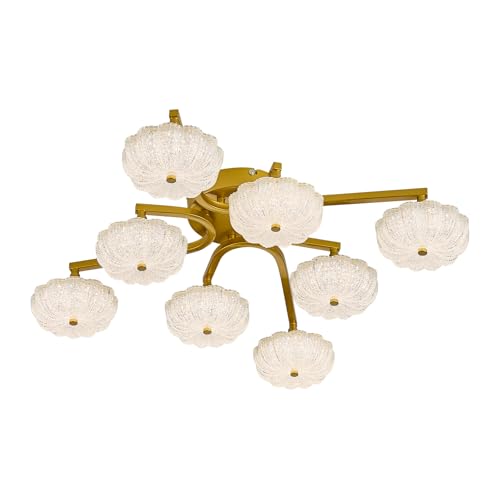 LED Ceiling Light, Modern Ceiling Light with Remote Control, Diameter 68 cm, Gold Dimmable Living Room Lamp, Colour Changing 3000 K - 6000 K with Memory Function, Kitchen Lamp, Bedroom Lamp Ceiling