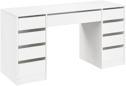 Bellamio Nore Schreibtisch in Schwarz mit 5 Schubladen - Jugendschreibtisch 75x53x110 cm - Schminktisch & Schreibtisch Kombi - Computertisch mit Schubladen beidseitig montierbar – Bürotisch