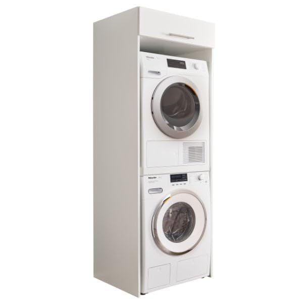 LAUNDREEZY Cabinet Attachment for Washing Machine Cabinet, White, Attachment Cabinet for Additional Storage Space in the Laundry Room, 50 x 38 x 67.5 cm (W x H x D)