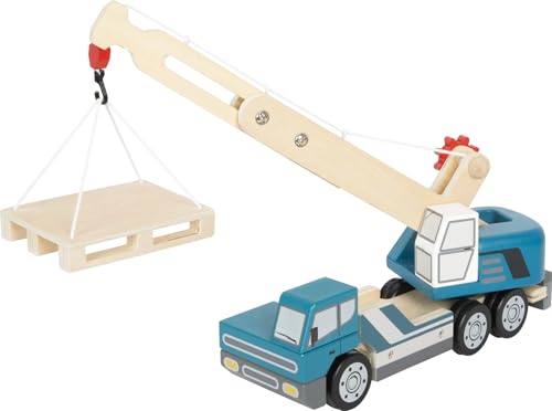 small foot Crane Truck with Wooden Pallet, Toy Vehicle for Children, with 360° Rotating Crane and Accessories, from 2 Years, 12639