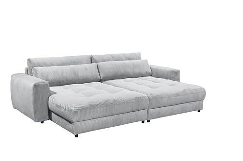Barura Big Sofa in Corduroy Look, Ash - Comfortable Living Room Couch with Large Lying Surface - 292 x 90 (74) х 194 cm (W x H x D)