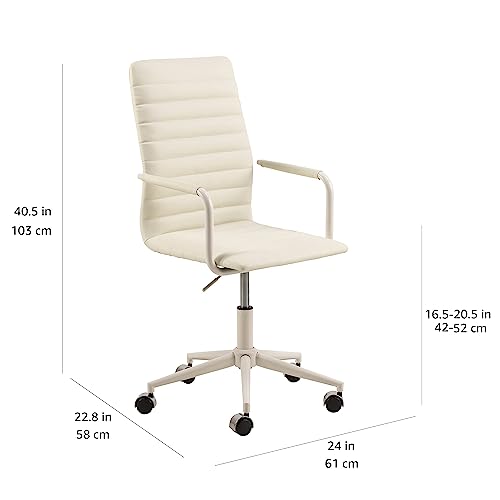 Amazon Basics White PU Leather Office Chair 58 x 58 x 103 cm