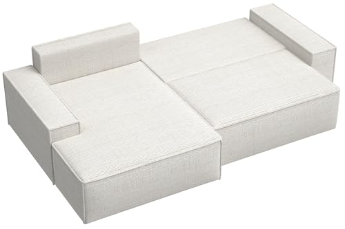 Selsey Sofa Corner Sofa Bed Couch with Storage Space Sleep Function Easy Care Polyurethane Foam L Shape Right Farese Beige Corduroy Look