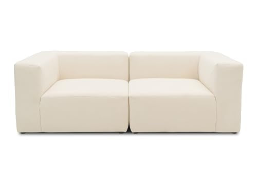 DOMO. collection Adrian Modular Sofa, 3-Seater Made of 2 x Corner Chairs and 1 x Chair, Big Sofa, Module Couch, 3 Upholstery Elements, 3-Seater Couch, 301 x 108 x 69 cm (W x D x H), Cream