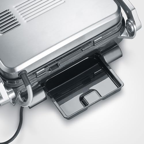SEVERIN Kontaktgrill für Sandwiches, Steak und als Panini Grill, antihaftbeschichteter Sandwich Maker für fettfreies Grillen, 800 W, metallic grau/schwarz, KG 2394