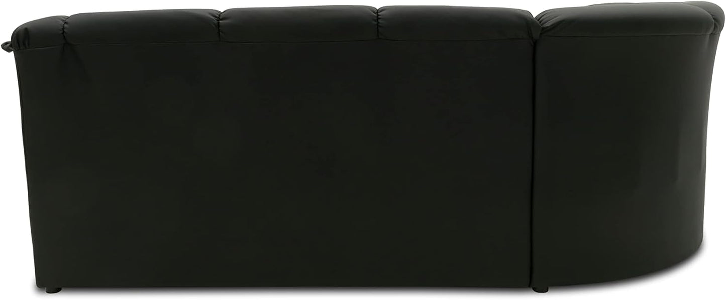 DOMO. collection Berlin Corner Sofa, Timeless Leather Corner Sofa with High-Quality Spring Core Padding, L-shaped Faux Leather, Couch 205 x 250 x 89 cm, Black