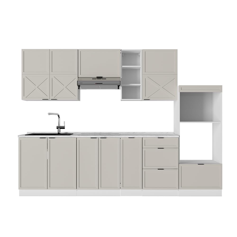 Vicco Fame-Line Kitchen Unit 280 cm without Worktop 280 cm High-Gloss Anthracite / White